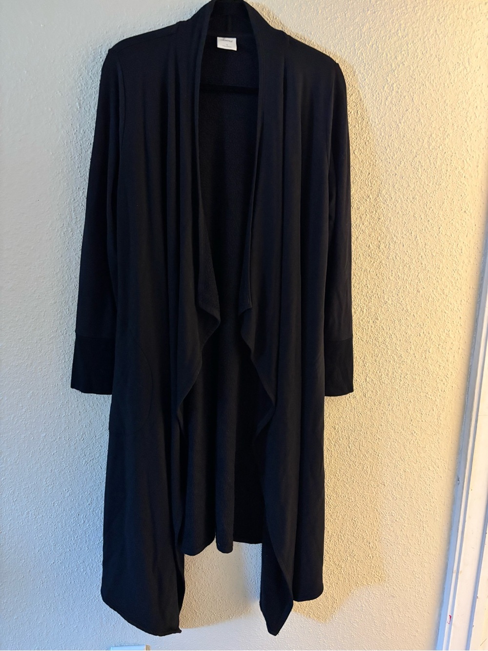 SOMA Chic Fleece Wrap Duster Cardigan Black S - Picture 3 of 7